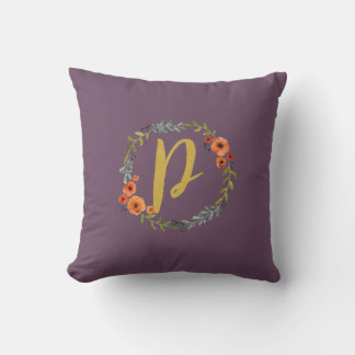 Flower Wreath Gold Monogram Initiaal P Kussen