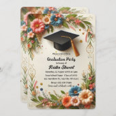 Flower Wreath Graduation Party Uitnodiging (Voorkant / Achterkant)