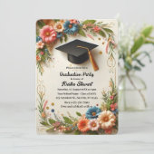 Flower Wreath Graduation Party Uitnodiging (Staand voorkant)