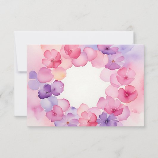 Flower Wreath Pink and Purple Floral Frame Design Kaart (Voorkant)