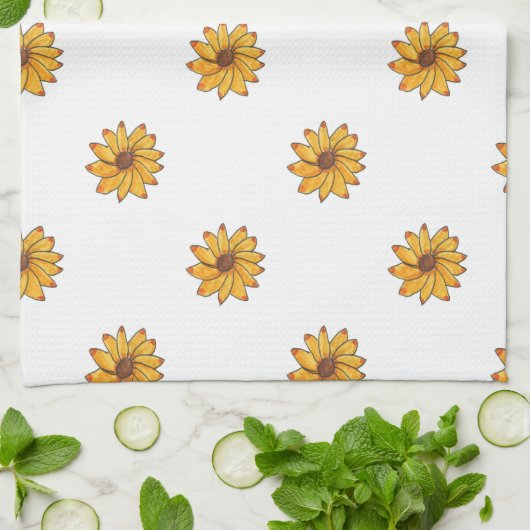 Flower Yellow Pattern Marker Theedoek (Gevouwen)