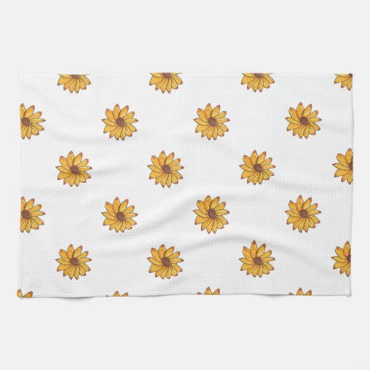 Flower Yellow Pattern Marker Theedoek (Horizontaal)