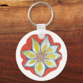 Flower Yoga Mandala Button sleutelhanger (Voorkant)
