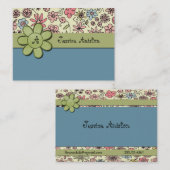 Flowerchild Blue Whimsy Monogram Visitekaartje (Voorkant / Achterkant)