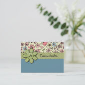 Flowerchild Blue Whimsy Monogram Visitekaartje (Staand voorkant)