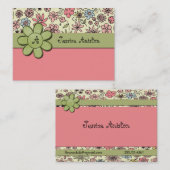 Flowerchild Pink Whimsy Monogram Aangepast Visitekaartje (Voorkant / Achterkant)