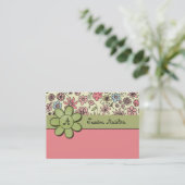 Flowerchild Pink Whimsy Monogram Aangepast Visitekaartje (Staand voorkant)