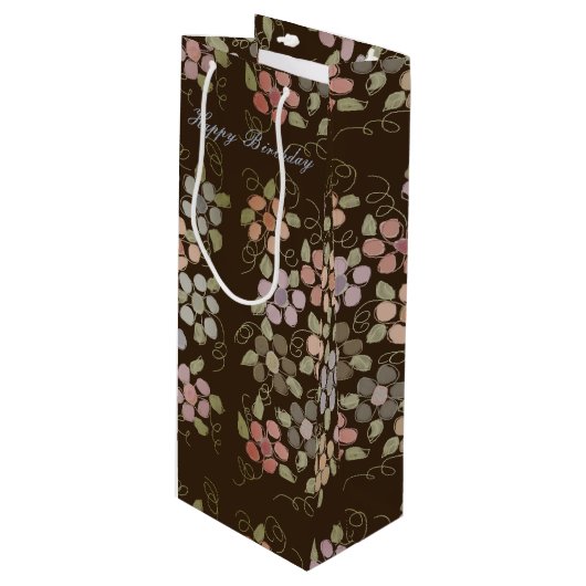  "Flowered Chocolate Wine Bag" Wijn Cadeautas (Voorkant Gekanteld)