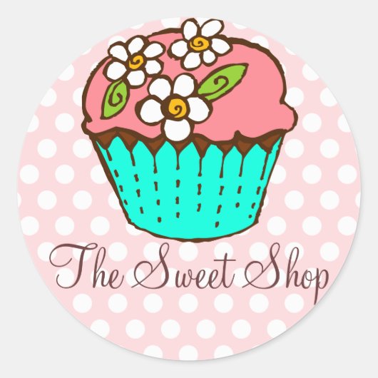 Flowered Cupcake Sticker (Voorkant)