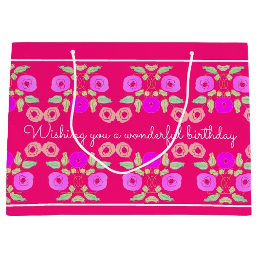 Flowered Girly Designer Groot Cadeauzakje (Voorkant)