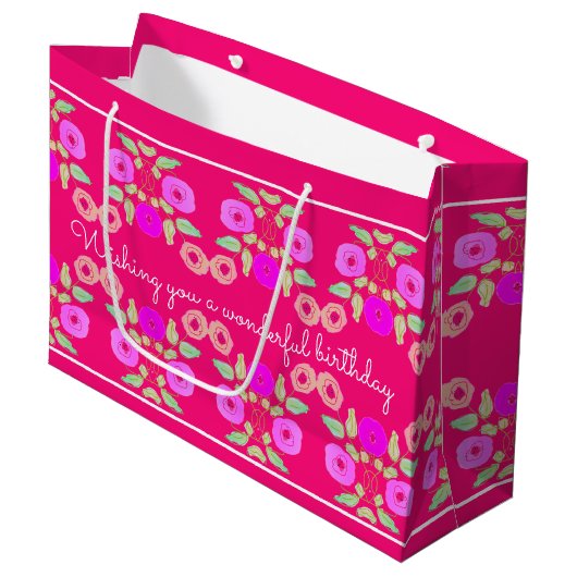 Flowered Girly Designer Groot Cadeauzakje (Voorkant Gekanteld)
