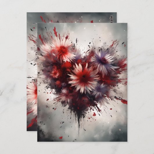 Flowered Heart Briefkaart (Voorkant / Achterkant)