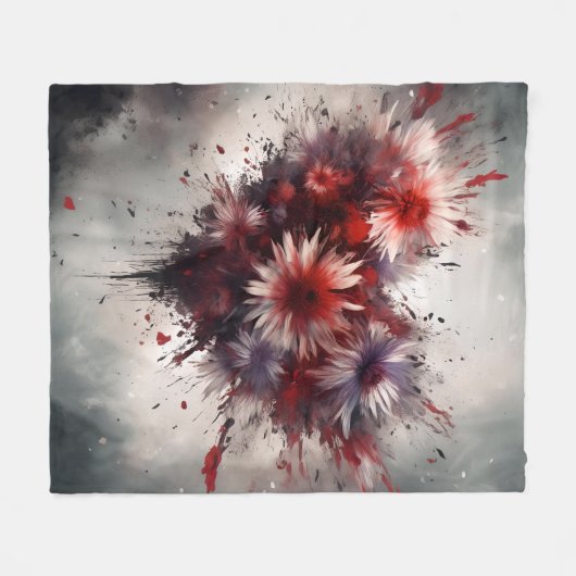 Flowered Heart Fleece Deken (Voorkant (Horizontaal))