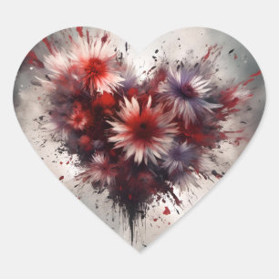 Flowered Heart Hart Sticker