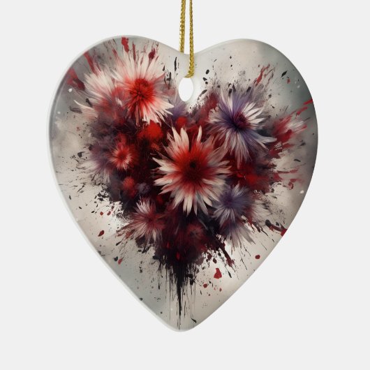 Flowered Heart Keramisch Ornament (Rechts)