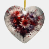 Flowered Heart Keramisch Ornament (Voorkant)