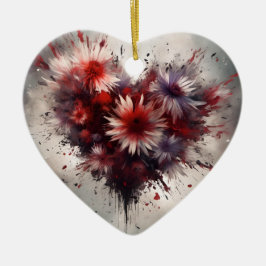 Flowered Heart Keramisch Ornament