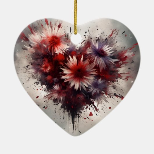 Flowered Heart Keramisch Ornament (Achterkant)