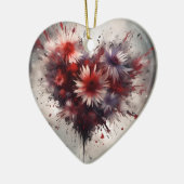Flowered Heart Keramisch Ornament (Links)