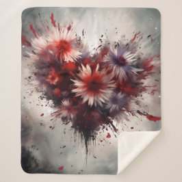 Flowered Heart Sherpa Deken