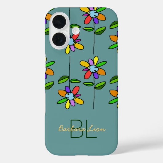 flowered on blue personalized Case-Mate iPhone case (Achterkant)