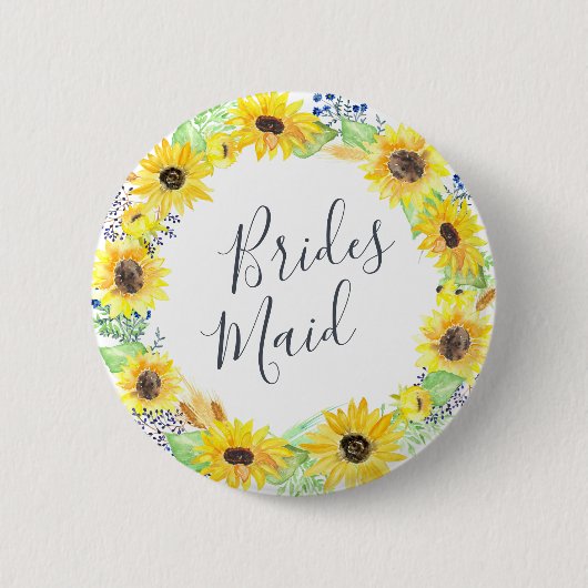 Flowerfields Bridesmaid Ronde Button 5,7 Cm (Voorkant)