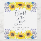 Flowerfields "Cheers to Love" Personalized Wedding Wijn Etiket (Enkel label)