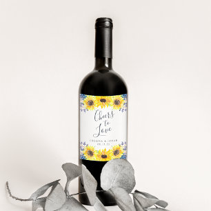 Flowerfields "Cheers to Love" Personalized Wedding Wijn Etiket