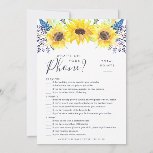 Flowerfields Double-Sided Vrijgezellenfeest Game Kaart (Achterkant)