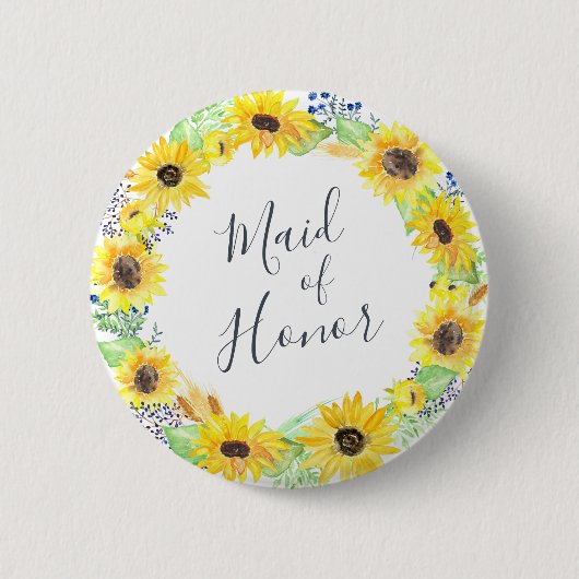 Flowerfields Maid of Honor Ronde Button 5,7 Cm (Voorkant)
