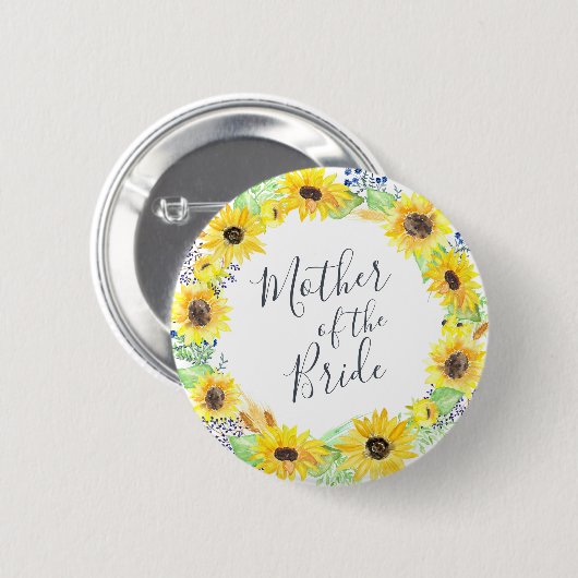 Flowerfields moeder van de bruid ronde button 5,7 cm (Voorkant /achterkant)