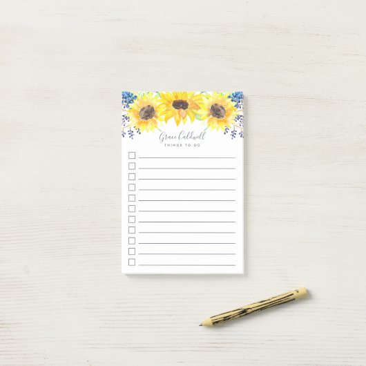 Flowerfields Personalized To-Do List Post-it® Notes (Op bureau)
