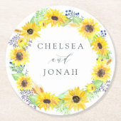 Flowerfields Personalized Wedding Ronde Kartonnen Onderzetter (Voorkant)