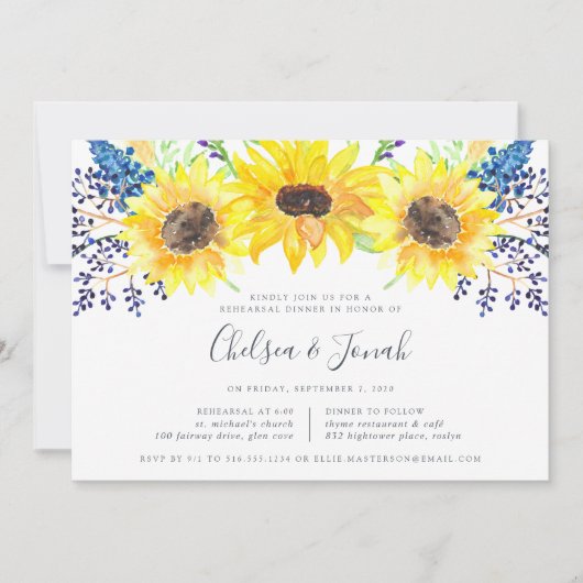 Flowerfields Rehearsal Dinner Invitation Kaart (Voorkant)