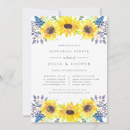 Flowerfields Rehearsal Dinner Invitation Kaart (Voorkant)