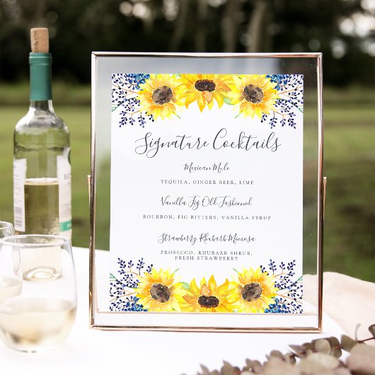 Flowerfields Signature Cocktail Menu Sign Poster