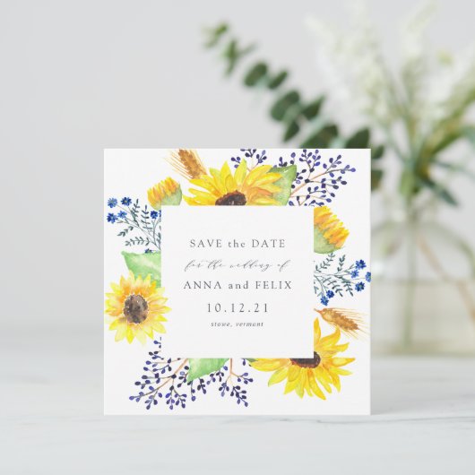 Flowerfields Square Save the Date Kaart (Staand voorkant)
