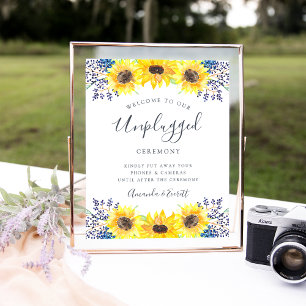 Flowerfields Unplugged Wedding Ceremony Sign Poster