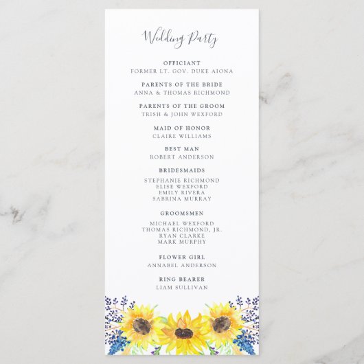 Flowerfields Wedding Ceremony Programma Programmakaart (Achterkant)