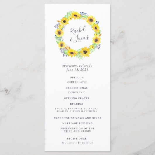 Flowerfields Wedding Ceremony Programma Programmakaart (Voorkant)