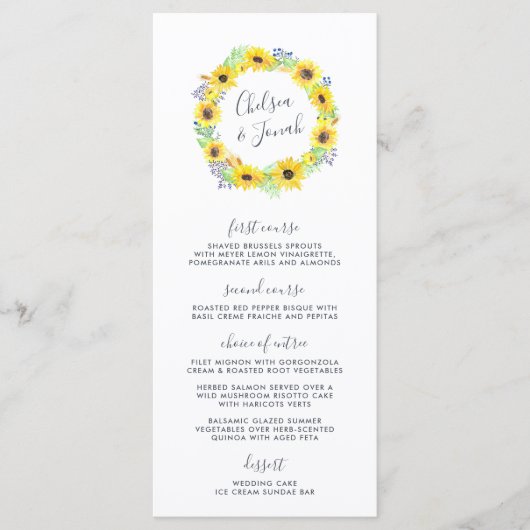 Flowerfields Wedding Menu Kaart (Voorkant)