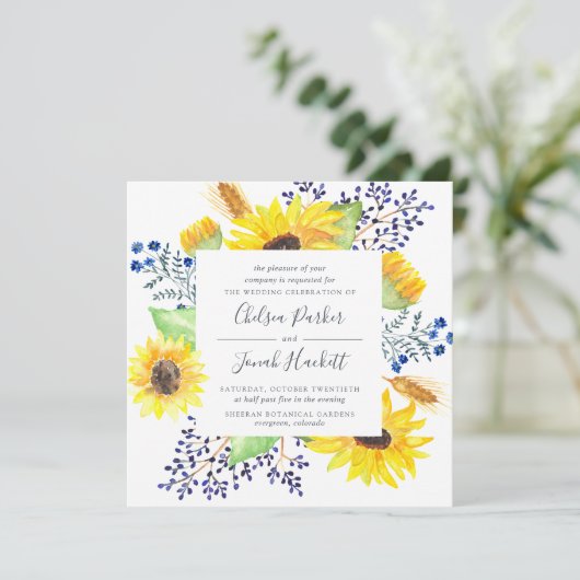 Flowerfields Wedding Uitnodiging | Vierkant (Staand voorkant)