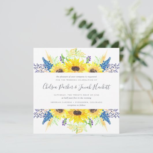 Flowerfields Wedding Uitnodiging | Vierkant (Staand voorkant)