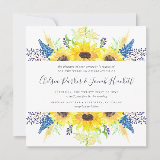 Flowerfields Wedding Uitnodiging | Vierkant (Voorkant)