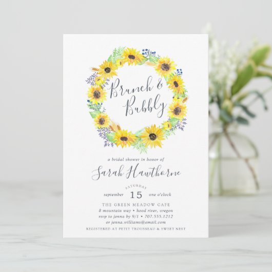 Flowerfields Wreath | Uitnodiging voor Brunch & Bu (Staand voorkant)