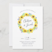 Flowerfields Wreath Wedding Invitation Kaart (Voorkant)