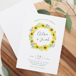 Flowerfields Wreath Wedding Invitation Kaart