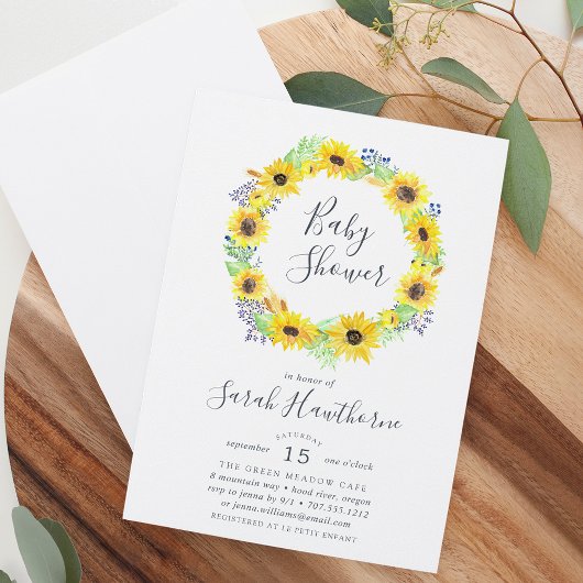 Flowerfields Wreator Baby shower Invitation Kaart