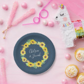 Flowerfields | Zonnebloem Huwelijks Krans Papieren Bordje (Feest)