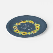 Flowerfields | Zonnebloem Huwelijks Krans Papieren Bordje (Gekanteld)
